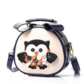 Lovely Owl Print Ladies Mini Shoulder Bag Sweet Style Casual Small Bag Fashion Contrast Color Cute