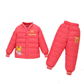 2016New Style Middle Children Winter Down Coat Baby Boy Girls Warm Thick Clothing Set Character Fashion