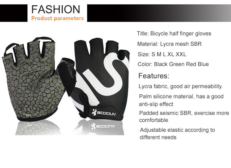 Description Picture 3 of itemBOODUN Breathable Half Finger Bike Gloves for Men Women Sports Cycling Gloves Gel Pad MTB Road Bicycle guantes ciclismo luvas
