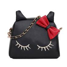 Ladies Fashion PU Leather Handbag Cute Cat Ear Shoulder Bag with Bow Cross-Body Small Bags