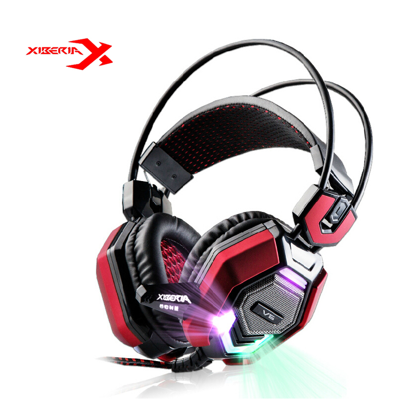 XIBERIA V6 Over ear Gaming Headset Earphone Headband Headphone with Mic Stereo Bass Musci Breathing LED
