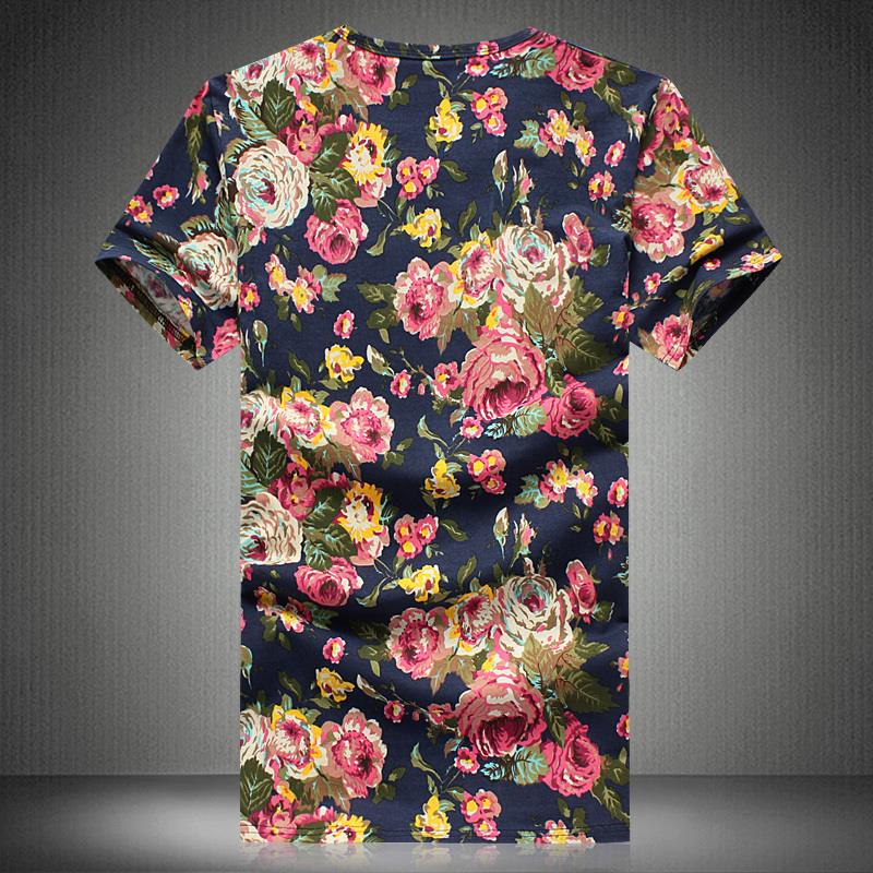 2015 New Fashion Flower Round Neck T Shirt Men Ma...