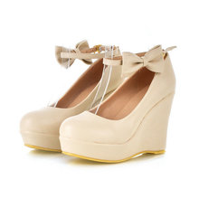 New spring/autumn Woman Wedges Shoes Pointed Toe Patent Leather Shoes Woman Pumps Size 34-39