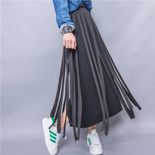 Jasmine fashion street patchwork cloth tassel high waist placketing bust skirt female