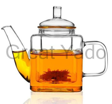 Heat resistant clear glass teapot Quartet teapot novelty teapot with infuser and lid 400ml 