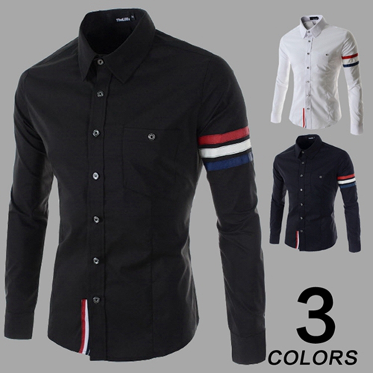 2015 Fashion Men Dress Shirts High Quality Long Sl...