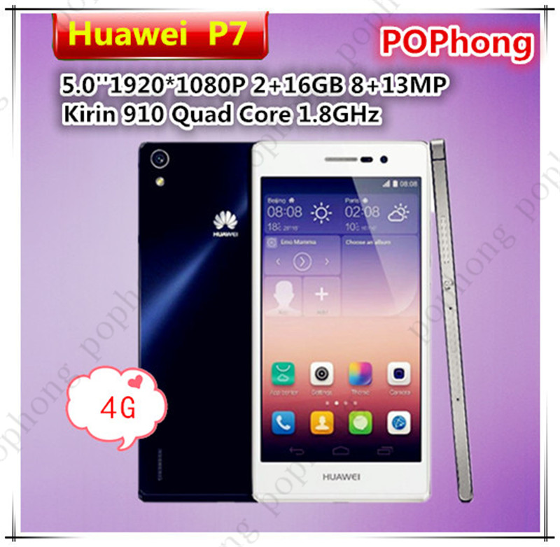 4G LTE Android Huawei Ascend P7 Mobile Phone 13MP Camera 5 inch 1920 1080 Multi Touch
