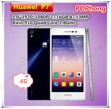 4G LTE Android Huawei Ascend P7 Mobile Phone 13MP Camera 5 inch 1920 1080 Multi Touch