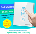 Hot 3 gangs 2 way Glass White Waterproof DIY touch light wall switch LED Smart Touch