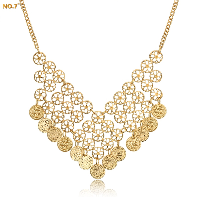Brand-Retro-Bohemian-Coin-Necklace-For-Women-Girls-18k-Real-Gold ...