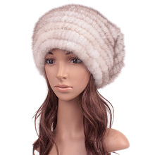 Genuine mink fur hat for women winter female skullies ear protector 2015 top high quality keep