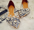 Luxury Spring Summer Beautiful Shoes Silver Flat Heel Shoes Crystal bridal wedding shoes Lady Party Prom