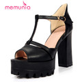 MEMUNIA 2017 Summer shoes woman fashion popular high heels platform shoes buckle big size 32 43