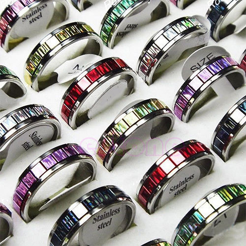 Free Shipping New 10pcs Wholesale Jewelry Lots Stainless Steel Fashion Mixed Color Rings