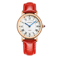 Ladies quartz watch Rose gold Roman dial with leather strap womens casual watches 30m swimming fashion