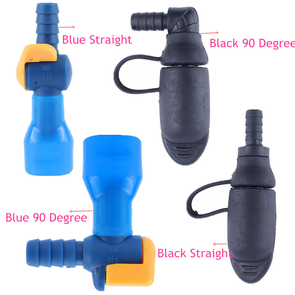 Image of 1Pcs Black/Blue Color Outdoor Water Bags Silicone 90 Degree Straight Hydration Pack Suction Nozzle Bite Valve Camping Essential