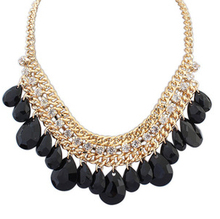 Good quality 4 colors SALE 2014 NEW Cute Elegant Bohemia Crystal Drop Necklace Choker Jewelry For