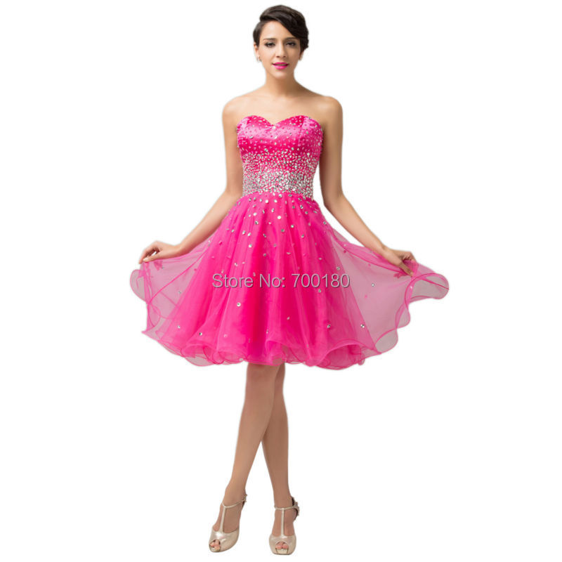 ... Dress Sweetheart Beadings Short Ball Prom Dress Deep Pink High Low