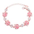 Luxury Rose Gold plated morning glory pink white Opal crystal bracelet 5 Link combination Mood for