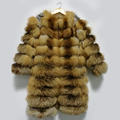 Genuine Red Fox Fur Coat Long Natural Fur Female Jacket Winter Real Fox Fur Detachable Sleeve