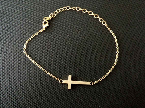 2015 Fashion Unique Jewelry Vacuum Plated Gold Silver Lucky Religious Charm Cross Bracelet Men Everyday Gift