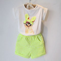 2016 summer Autumn 2 pcs clothes Plaid Skirt set girls tops Tees set Children clothing sets