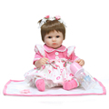 New 18 inch 42cm NPK Reborn Baby DOLL pink princess dress Soft Silicone Realistic Handmade Newborn