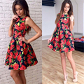 Woman s Fashion 2017 Summer Sleeveless Sexy Print Floral Party Dresses Women Elegant Casual Vintage Mini