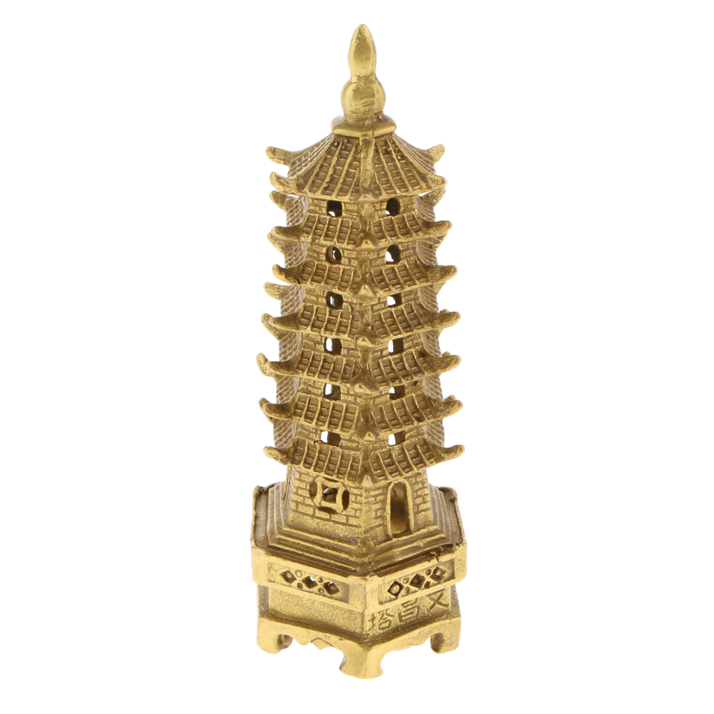 Chinese Collectable Brass Hand Carved Wenchang Tower Statues 