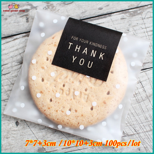100 pcs lot 7x7 10x10 putih dot pencetakan diri perekat tas kue semi transperent makanan 100 pcs lot 7x7 10x10 putih dot pencetakan diri perekat tas kue semi transperent makanan