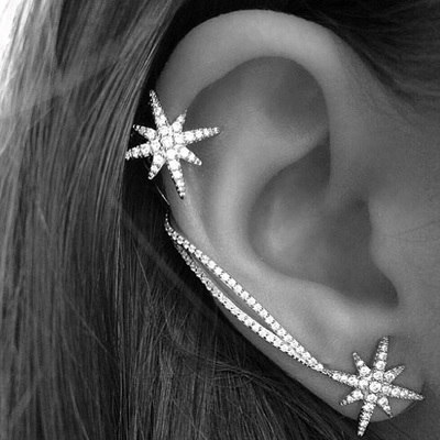 Image of Hot New Fashion Star Ear Cuff Trendy Personality Luxury Clip Earrings For Women Jewelry Wholesale Free Shipping