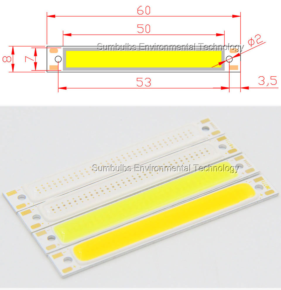 panels licht bar 1w rot / blau rechteck dc 3v strip lampe cob chip led 