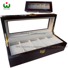 Luxury China Packaging TOP Boxes Supply 5 Grid Slot Leather Wrist Watch Box Display Case Organizer Jewelry Storage with Window