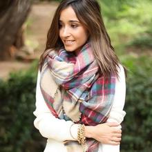 New Lady Women Blanket Oversized Tartan Scarf Wrap Shawl Plaid Cozy Checked Pashmina #L033531