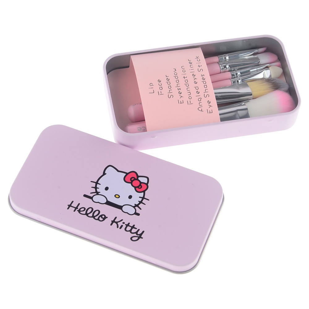 New Hello Kitty 7 Pcs Mini Makeup brush Set pink cosmetics kit make up brush Kit