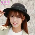 Spring Autumn Winter Grace Elegant Double Bow Bowknot Woolen Ladies Fedora Bucket Hat Felt Hat Trilby
