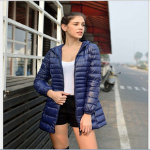 Winter Jacket Women 2015 Brand Warm Winter Coat Women Light Thin Long 90% Down Parka Overcoat hooded Parka manteau femme J040