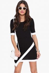 Black-Short-Sleeve-Asymmetric-Bodycon-Dress-LC21990-2