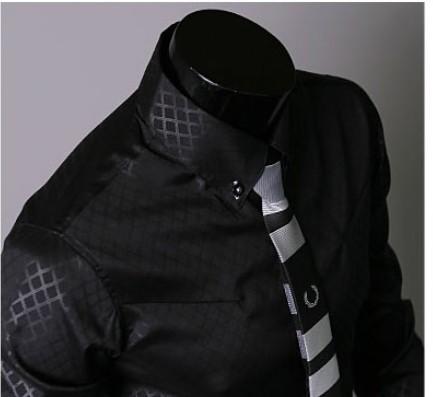 2015 New Dress Shirts Double Collar Button Unique Design Slim Fit Brand Man Shirts Chemise Homme