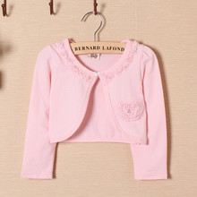 Azel Princess wear children pearl button girls cardigan sweater knitted long sleeve lace coat kids clothing 2016
