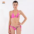 2016 Basic Triangle Bikini Set Solid Swimwear Women Sexy Swimsuit Girls Vintage Bathing Suit Halter Strippy