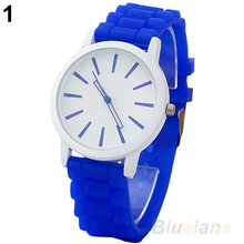 2014 New Fashion Women Hot Geneva Silicone Rubber Jelly Gel Quartz Analog Sports Wrist Watch 15E9