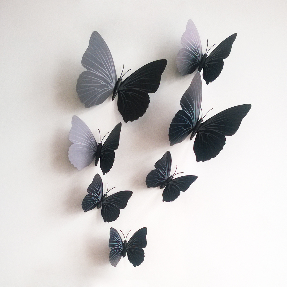 2015 Roe red New 3D Butterfly Design Art Decal Wall Stickers Home Decor Room Decorations 12pcs Gift Hot