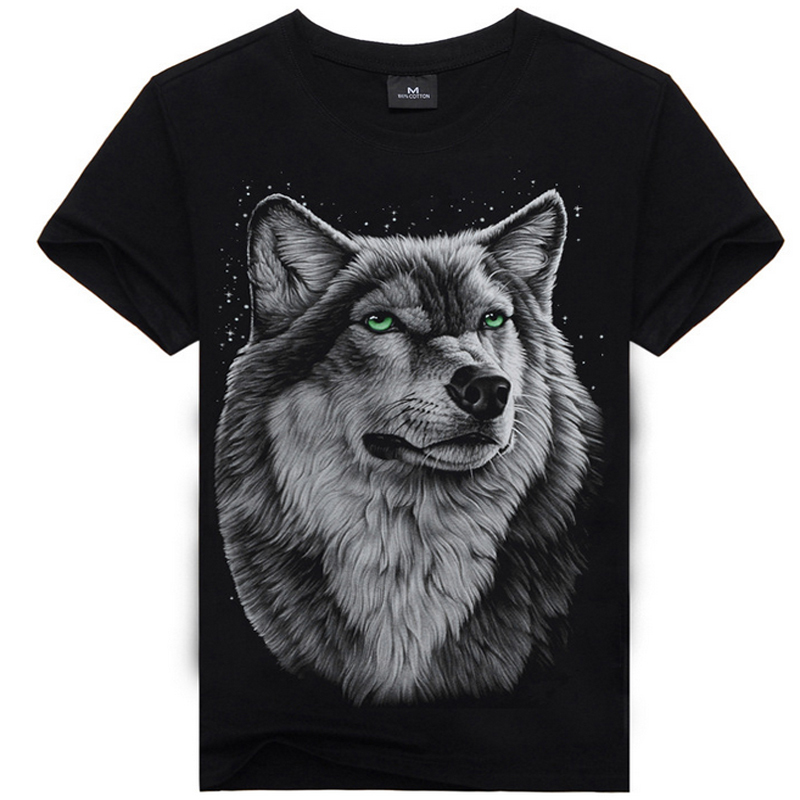 Image of T-shirt Mens Hot Selling 2016 Summer Style New 3D Tiger Wolf Skull Printed T-shirts For Men Cotton Casual Brand T shirt