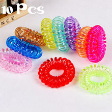 10PCS Fashion Casual Girl Women Hair Telephone Wire Rubber Band Ties Hair Bands Plastic Hair Rollers Rope Ponytail Holder