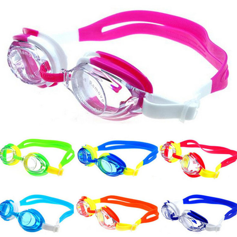 Image of Colorful Adjustable Children Kids Waterproof Silicone Anti Fog UV Shield Swimming Glasses Goggles Eyewear Eyeglasses with Box