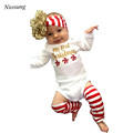 Niosung Newborn Kids Baby Boy Girl Infant Long sleeves Romper Jumpsuit Clothes Pullover Set For Christmas