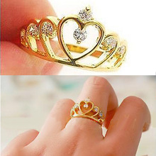 Hollow out Rhinestone Crown Finger Rings Women Popular Girls Decoration Rings Jewelry FYMHM267 Y5