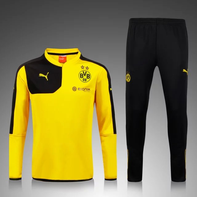Image of New 15-16 survetement football Borussia Dortmund tracksuits chandal Borussia Dortmund training jackets pants sweatshirts sweater