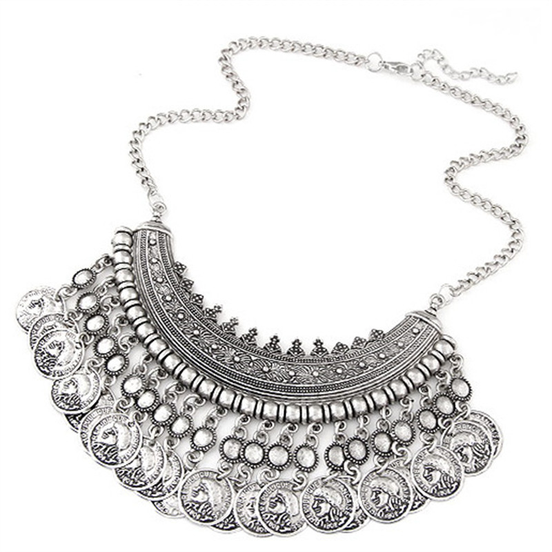 Image of 2015 New Vintage Statement Necklaces Women bib collares Fashion Coins Maxi Necklaces & pendants collier femme jewelry D269